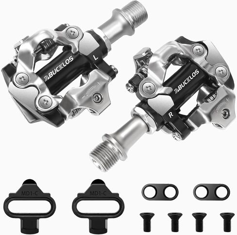 BUCKLOS SPD Clip Pedals MTB Mountain Bike Clipless Dual Sided Pedals - Road Bike Spin Bike Sealed Bearing Bicycle Clips in Pedal Compatible with Shimano SPD Cleats (9/16" Aluminum) in Saudi Arabia