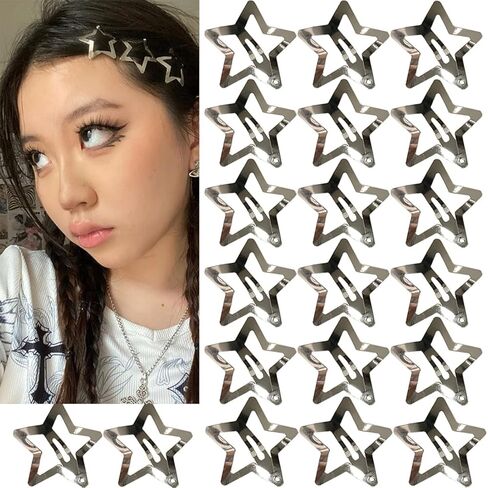 20 PCS 1.22" Star Hair Accessories - Non-Slip Metal Snap Clips and Barrettes for Girls & Women, Y2K Style in Kuwait