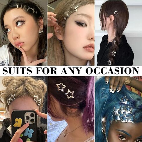 20 PCS 1.22" Star Hair Accessories - Non-Slip Metal Snap Clips and Barrettes for Girls & Women, Y2K Style in Kuwait