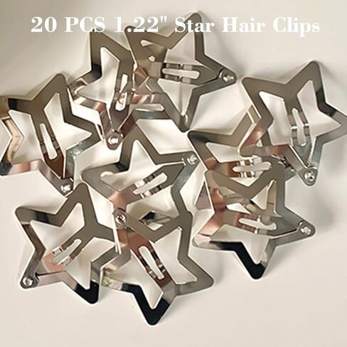 20 PCS 1.22" Star Hair Accessories - Non-Slip Metal Snap Clips and Barrettes for Girls & Women, Y2K Style in Kuwait