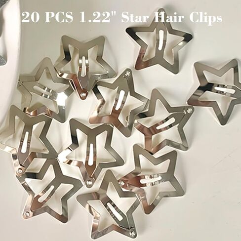 20 PCS 1.22" Star Hair Accessories - Non-Slip Metal Snap Clips and Barrettes for Girls & Women, Y2K Style in Kuwait