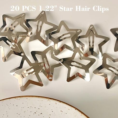 20 PCS 1.22" Star Hair Accessories - Non-Slip Metal Snap Clips and Barrettes for Girls & Women, Y2K Style in Kuwait