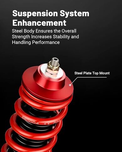 EVIL ENERGY Coilovers Compatible for Honda Fit 2009-2014, Height Adjustable Lowering Kit, Twin-Tube Coilover Suspension Kit for Comfortable Ride, Red in Saudi Arabia