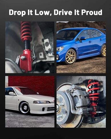 EVIL ENERGY Coilovers Compatible for Honda Fit 2009-2014, Height Adjustable Lowering Kit, Twin-Tube Coilover Suspension Kit for Comfortable Ride, Red in Saudi Arabia