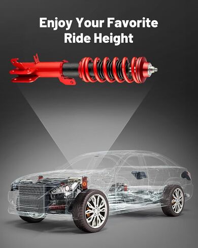 EVIL ENERGY Coilovers Compatible for Honda Fit 2009-2014, Height Adjustable Lowering Kit, Twin-Tube Coilover Suspension Kit for Comfortable Ride, Red in Saudi Arabia