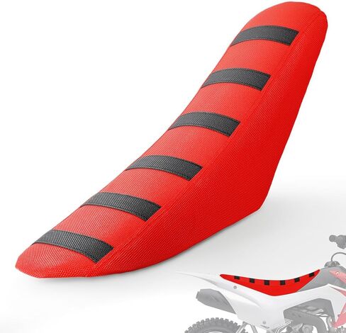 غطاء مقعد الدراجة الترابية العالمي لـ CRF XR TTR KLX PW DRZ RM 50 70 80 100-125cc Pit Bike أبيض/شريط أسود غير قابل للانزلاق/قابض ناعم/مقاوم للماء in Kuwait