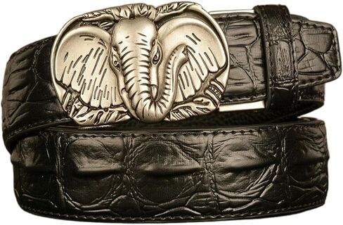 Belt Men,Men Ratchet Belts Look with Oval Carved Elephant Heads Automatic Buckle Waist Strap in Saudi Arabia