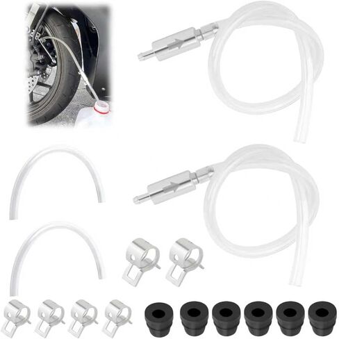 2 Sets Brake Bleeder Hose One Way Check Valve,Brake Bleeder Kit for Motorcycle & Car Brakes System Bleeding,Universal One Way Brakes Bleeders Valve Includes Clamps & Dust Caps in Kuwait