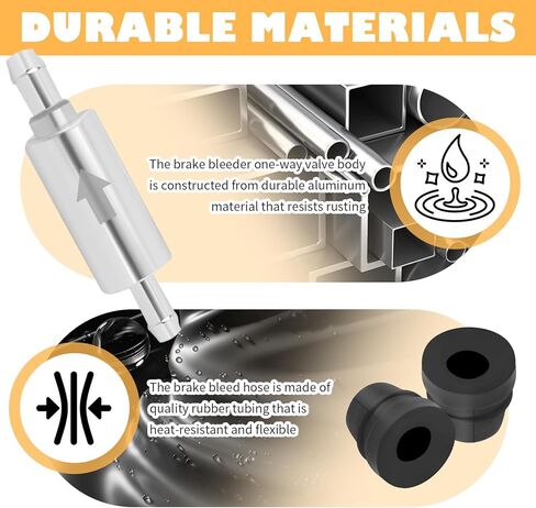 2 Sets Brake Bleeder Hose One Way Check Valve,Brake Bleeder Kit for Motorcycle & Car Brakes System Bleeding,Universal One Way Brakes Bleeders Valve Includes Clamps & Dust Caps in Kuwait