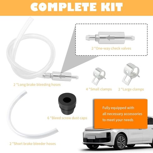 2 Sets Brake Bleeder Hose One Way Check Valve,Brake Bleeder Kit for Motorcycle & Car Brakes System Bleeding,Universal One Way Brakes Bleeders Valve Includes Clamps & Dust Caps in Kuwait