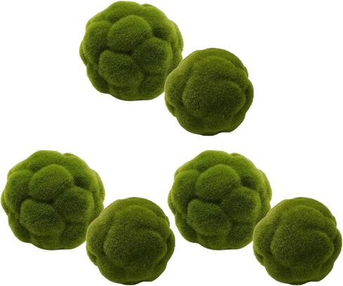 6 PCS Green Moss Ball Decorations, Simulated Moss Balls, Artificial Plant Decorations, Suitable for Garden Wedding Party Decorations in Saudi Arabia
