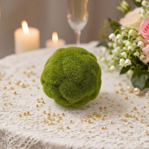 6 PCS Green Moss Ball Decorations, Simulated Moss Balls, Artificial Plant Decorations, Suitable for Garden Wedding Party Decorations in Saudi Arabia