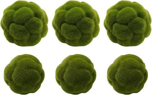 6 PCS Green Moss Ball Decorations, Simulated Moss Balls, Artificial Plant Decorations, Suitable for Garden Wedding Party Decorations in Saudi Arabia