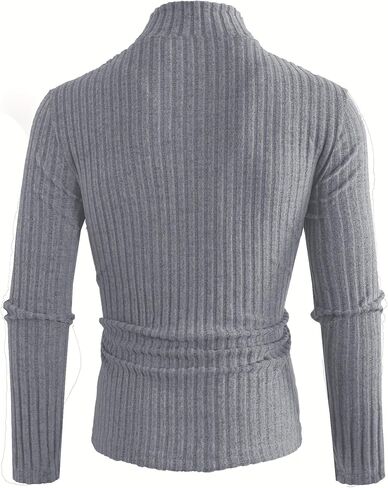 Men's Turtleneck Sweater Slim Fit Casual Twist Patterned Knitted Pullover Sweater Fashion Winter Wear,Light Grey in Saudi Arabia