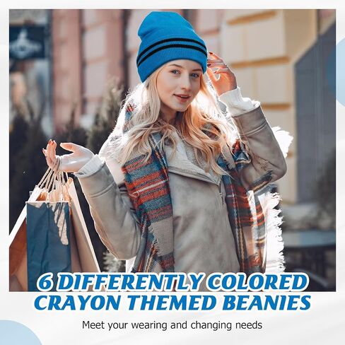 6 Pcs Crayon Hats Crayon Striped Knit Headband Beanie Hat for Womens Adults Unisex Christmas Cosplay Costume Party in Saudi Arabia