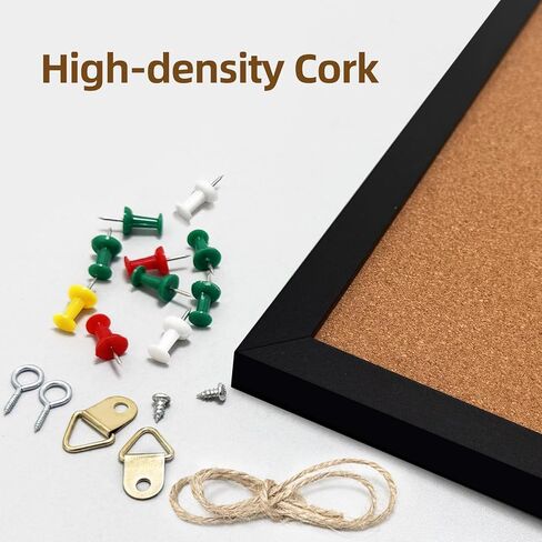 24" x 36" Cork Board Bulletin Board, Black Framed Corkboard, Oak Frame, Decorative Hanging Pin Board, Perfect for Office & Home Decor, Home School Message Board or Vision Board in Saudi Arabia