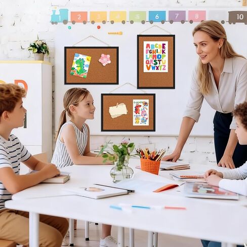 24" x 36" Cork Board Bulletin Board, Black Framed Corkboard, Oak Frame, Decorative Hanging Pin Board, Perfect for Office & Home Decor, Home School Message Board or Vision Board in Saudi Arabia