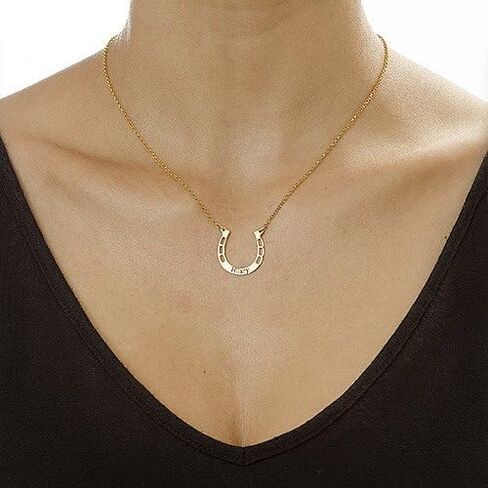 MYKA - Personalized Silver Horseshoe Necklace with Custom Inscription -Custom Made with any Name - Gift for Her, Women in Saudi Arabia