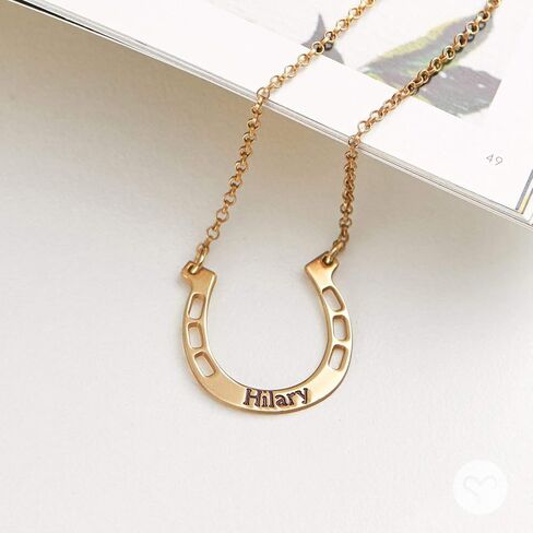 MYKA - Personalized Silver Horseshoe Necklace with Custom Inscription -Custom Made with any Name - Gift for Her, Women in Saudi Arabia