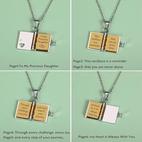 Book Necklace for Daughter, Easter Basket Stuffers for Daughter from Mom Dad, Daughters Easter Gifts, Inspirational Message Pendant for Teen Girls, To My Daughters Book Necklace Birthday Gift in Saudi Arabia