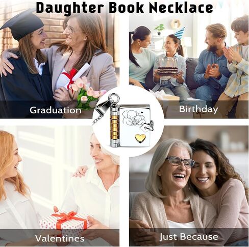 Book Necklace for Daughter, Easter Basket Stuffers for Daughter from Mom Dad, Daughters Easter Gifts, Inspirational Message Pendant for Teen Girls, To My Daughters Book Necklace Birthday Gift in Saudi Arabia