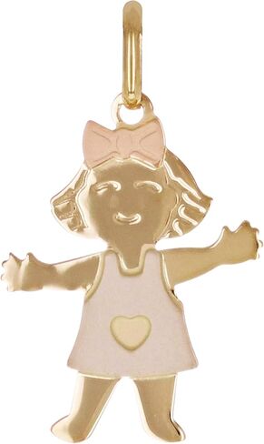 Italian 14k Tri-Color Gold Little Girl Charm Pendant 1" 1.1 grams in Saudi Arabia