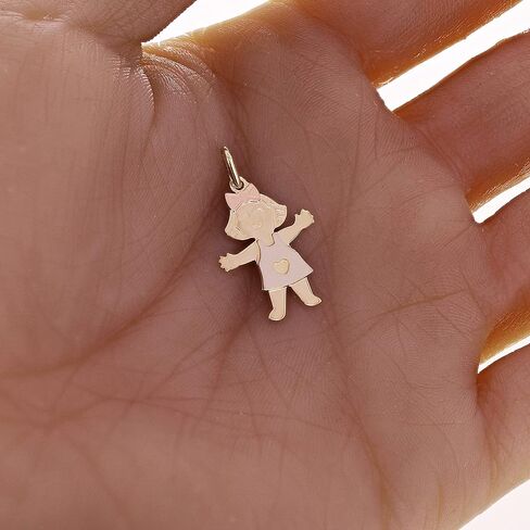 Italian 14k Tri-Color Gold Little Girl Charm Pendant 1" 1.1 grams in Saudi Arabia