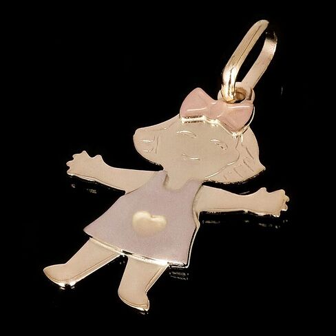 Italian 14k Tri-Color Gold Little Girl Charm Pendant 1" 1.1 grams in Saudi Arabia