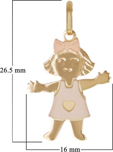 Italian 14k Tri-Color Gold Little Girl Charm Pendant 1" 1.1 grams in Saudi Arabia
