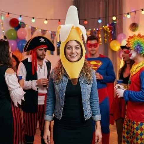 Vaulted Skulls & Co Banana Hat | Banana Shaped Headpiece | Bananas Costume Hat | Novelty Fruit Costume | Plush Bananas Hats | Funny Fruit Hats | Yellow | 24.5" in Saudi Arabia