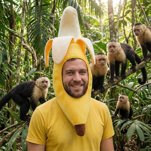 Vaulted Skulls & Co Banana Hat | Banana Shaped Headpiece | Bananas Costume Hat | Novelty Fruit Costume | Plush Bananas Hats | Funny Fruit Hats | Yellow | 24.5" in Saudi Arabia