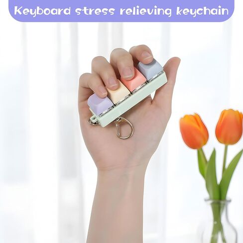 Fidget Keyboard Clicker, Keyboard Keychain of 4 Colors Decompression Keycap Button Stress Relief Gifts for Adult Women to Relief Stress Pass Time in Saudi Arabia