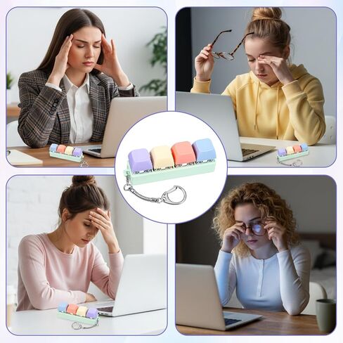 Fidget Keyboard Clicker, Keyboard Keychain of 4 Colors Decompression Keycap Button Stress Relief Gifts for Adult Women to Relief Stress Pass Time in Saudi Arabia