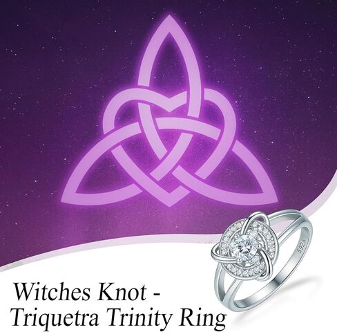الساحرات خاتم عقدة سلتيك للنساء Triquetra Trinity Knot الخطبة وعد خاتم الزفاف الفرقة تكويم Anillo Nudo De Bruja 925 الفضة الاسترليني الخلود الأيرلندية مجوهرات هدايا in Kuwait