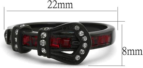 Marimor Jewelry Black Stainless Steel Red Crystal Belt Buckle Fashion Ring Women's Size 5-10 in Saudi Arabia