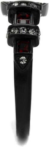 Marimor Jewelry Black Stainless Steel Red Crystal Belt Buckle Fashion Ring Women's Size 5-10 in Saudi Arabia
