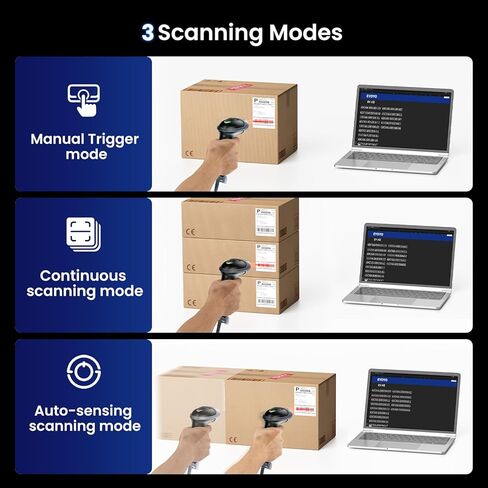 Eyoyo USB Handheld 2D QR Code Scanner, PDF417 Data Matrix Barcode Scanner, Wired Automatic Bar Code Reader with Long USB Cable for POS Mobile Payment, Supermarket, Warehouse in Kuwait