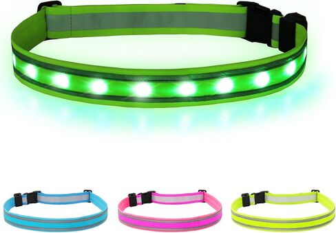 BSEEN LED Running Waist Belt - USB Rechargeable Reflective Glowing LED Waistband, Flashing Safety Light Belt for Runners, Joggers, Walkers, Pet Owners, Cyclists in Kuwait