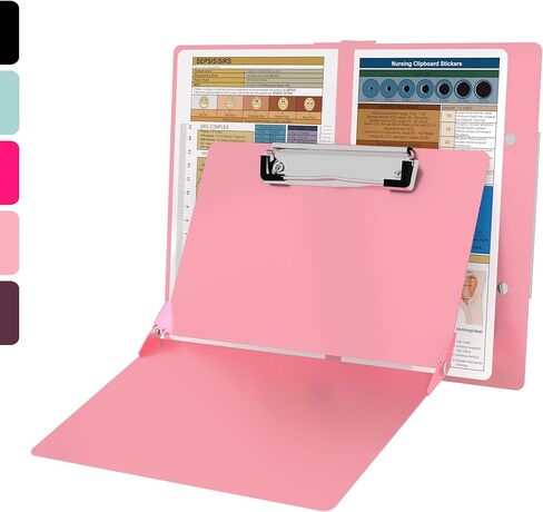 Nursing Clipboard with Nursing and Medical Edition Cheat Sheets Nursing School Essentials, Aluminum Foldable Nurse Clip Boards Essential Accessory for Efficient Patient Care (Baby Pink) in Kuwait