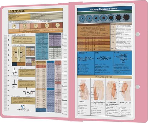 Nursing Clipboard with Nursing and Medical Edition Cheat Sheets Nursing School Essentials, Aluminum Foldable Nurse Clip Boards Essential Accessory for Efficient Patient Care (Baby Pink) in Kuwait