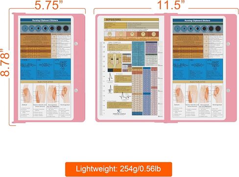 Nursing Clipboard with Nursing and Medical Edition Cheat Sheets Nursing School Essentials, Aluminum Foldable Nurse Clip Boards Essential Accessory for Efficient Patient Care (Baby Pink) in Kuwait
