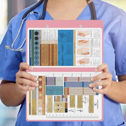 Nursing Clipboard with Nursing and Medical Edition Cheat Sheets Nursing School Essentials, Aluminum Foldable Nurse Clip Boards Essential Accessory for Efficient Patient Care (Baby Pink) in Kuwait