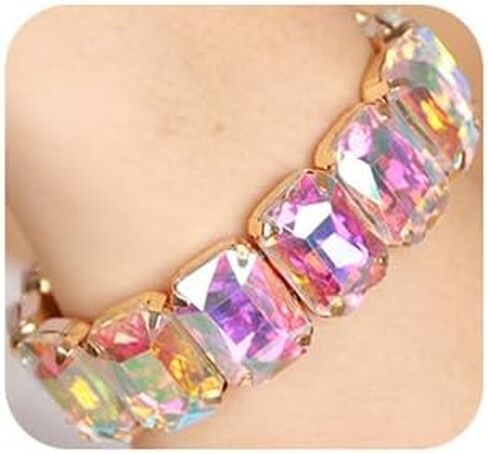 Xerling Wedding Square Crystal Stretch Bracelets Sparkle Elastic Hand Chain Bangle Bracelets for Women Teen Girls in Kuwait