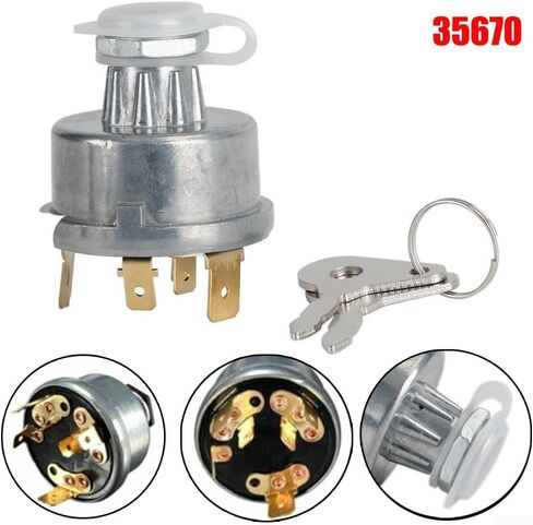 مفتاح إشعال ذو 4 أوضاع للجرار - متوافق مع Lucas 35670 128SA، مفتاح تشغيل معدني 12 فولت/24 فولت مع مفتاحين للمعدات الزراعية والنباتية in Saudi Arabia