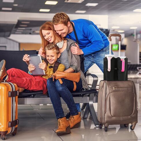 حامل أكواب الأمتعة للحقائب، متوافق مع أكواب ستانلي 30-40 أونصة، حامل أكواب الأمتعة قابل للطي مع جيب للهاتف والتذاكر، ملحق سفر مقاوم للماء بدون استخدام اليدين in Kuwait