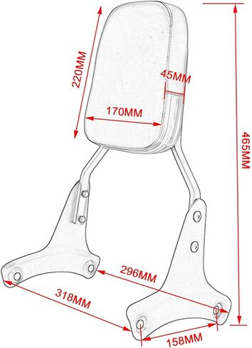 Passenger Sissy Bar Rear Backrest for Honda Shadow ACE 400 750 VT400 VT750C VT750CD 1997-2003, Black in Kuwait