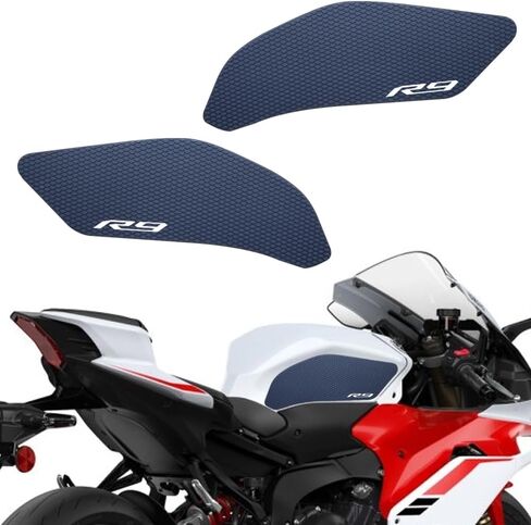 2025 جديد لياماها YZF-R9 YZF R9 2026 الجانب خزان الوقود وسادة خزان منصات حامي ملصقات قبضة الركبة وسادة تثبيت (أسود) in Kuwait