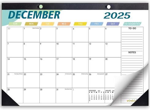 تقويم مكتب 2026 تقويمات حائط، نوفمبر 2025 - ديسمبر 2026 مخطط شهري ورق مكتب سطح المكتب 17 بوصة × 12 بوصة، أشهر تخطيط وتنظيم المنزل، المدرسة، المكتب، العطلات، العطلات in Kuwait