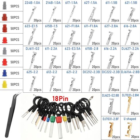 950 PCS Depinning Tool Kit Automotive Connector Pins Terminal Removal Tools Kit Non-insulated Wire Connector Pin Release Kits Electrical Pin Removal Tools Kits for Automotive, Home Appliance in Saudi Arabia