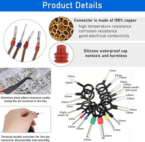 950 PCS Depinning Tool Kit Automotive Connector Pins Terminal Removal Tools Kit Non-insulated Wire Connector Pin Release Kits Electrical Pin Removal Tools Kits for Automotive, Home Appliance in Saudi Arabia